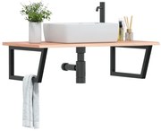 vidaXL Prateleira de parede p/ lavatório aço/madeira carvalho maciça