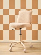 Cadeira em sherpa, com rodinhas, Urso, para criança bege