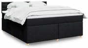 vidaXL Cama com molas/colchão 180x200 cm tecido preto