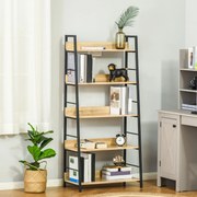 Estante de Estilo Industrial com 5 Níveis Estante de Sala de Estar para Livros com Estrutura de Metal 70x35x149,5 cm Natural