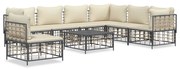 8 pcs conjunto lounge de jardim c/ almofadões vime PE antracite