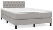 vidaXL Cama box spring c/ colchão e LED 120x190 cm tecido cinza-claro