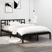 Estrutura cama dupla pequena 120x190 cm madeira maciça preto