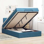 vidaXL Estrutura cama otomana colchão 120x200cm veludo azul escuro