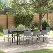 vidaXL Conjunto de jantar para o jardim com 9 peças em rattan sintético cinza.
