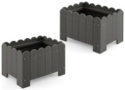 Pacote com 2 caixas retangulares para plantio com vãos de drenagem para varanda e jardim frontal - Laranja