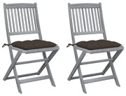 vidaXL Cadeiras exterior dobráveis c/ almofadões 2 pcs acácia maciça