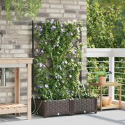 vidaXL Jardineiras de Jardim 1 pc Castanho 80 x 40 x 126 cm Plástico