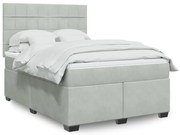 Cama com molas/colchão 160x200 cm veludo cinzento-claro