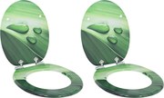 vidaXL Assento de Sanitário com Fechamento Suave 2 pcs Gota Verde
