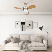 vidaXL Ventoinha de teto c/ luz e controlo remoto 76 cm castanho-claro