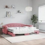 vidaXL Sofá-cama com gavetão 90x200 cm veludo rosa
