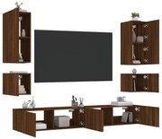 vidaXL 6 pcs móveis de parede para TV com luzes LED carvalho castanho