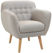 HOMCOM Poltrona individual Moderna com Pernas de Madeira Acolchoada Estilo Nórdico 71x62x78 cm bege