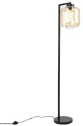 Candeeiro de pé design preto com vidro âmbar - Qara Down Design