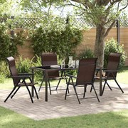 vidaXL Conjunto de jantar de jardim 5 peças em rattan plástico marrom