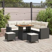 vidaXL Conjunto de Sofá de Jardim 8 pcs Preto vime PE
