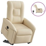 vidaXL Poltrona reclinável elevatória elétrica tecido cor creme