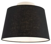 Luminária de teto com abajur de linho preto 25 cm - Combi branco Clássico / Antigo