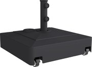 Outsunny Base para Chapéu de Sol Quadrada com Rodas para Postes Ø35/38/48 mm, Recarregável com Areia 61 kg ou Água 40 kg Preto | Aosom Portugal