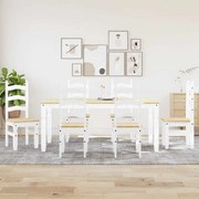 vidaXL 7 pcs conjunto de jantar Panama madeira pinho maciça branco