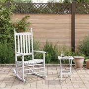 vidaXL Cadeira de baloiço com mesa dobrável álamo maciço branco