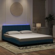 vidaXL Estrutura de cama c/ luzes LED 180x200 cm veludo azul
