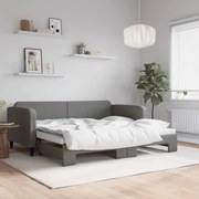 vidaXL Sofá-cama com gavetão 90x200 cm tecido cinzento-escuro