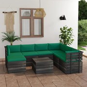 8 pcs conjunto lounge de paletes com almofadões pinho maciço