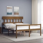 vidaXL Cama idosos king size c/ cabeceira madeira maciça castanho-mel
