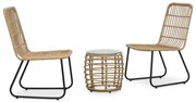 vidaXL 3 pcs conjunto bistrô vime PE cor carvalho