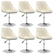 Cadeiras de jantar giratórias 6 pcs veludo cor creme