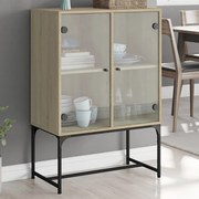 vidaXL Armário de apoio c/ portas vidro 69x37x100 cm carvalho sonoma
