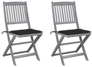 vidaXL Cadeiras exterior dobráveis c/ almofadões 2 pcs acácia maciça