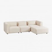 Sofá Modular Fogler De 3 Peças Com Pufe Bombazina Crema Linho - Sklum