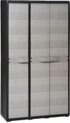 vidaXL Armário arrumação para jardim c/ 4 prateleiras preto e cinzento