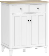 HOMCOM Buffet de cozinha móvel de arrumação para quarto, sala, escritório com 2 portas 2 gavetas 76 x 48 x 91 cm branco | Aosom Portugal