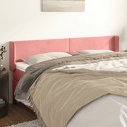 Cabeceira de cama c/ abas veludo 203x16x78/88 cm rosa