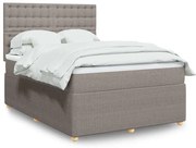 vidaXL Cama com molas/colchão 140x200 cm tecido castanho-acinzentado