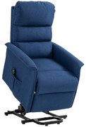 HOMCOM Poltrona Relax Reclinável Elétrica Poltrona Levanta Pessoas com Controlo Remoto e Bolso Lateral 66x90x96 cm Azul | Aosom Portugal