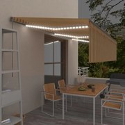 Toldo retrátil manual com estore/LED 6x3 m amarelo e branco