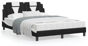 vidaXL Cama com colchão 120x200 cm couro artificial preto e branco