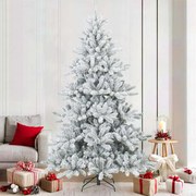 vidaXL Árvore de Natal Artificial Articulada Nevado Flocked Branco