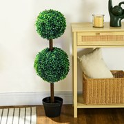Conjunto de 2 árvores artificiais com duas esferas, incluindo tronco e vaso - altura 90 cm, verde