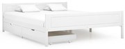 Estrutura de cama com 2 gavetas 160x200 cm pinho maciço branco