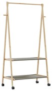 vidaXL Cabide com prateleiras e rodas 96x45,5x155,5 cm bambu