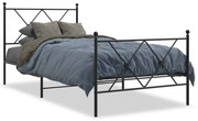 Estrutura de cama com cabeceira e pés 90x190 cm metal preto