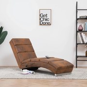 vidaXL Chaise longue de massagens camurça artificial castanho