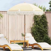 vidaXL Parasol de Praia Amarelo e Branco 160 x 160 x 196 cm