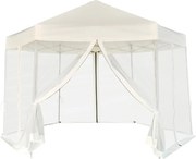 vidaXL Tenda festas pop-up hexagonal 6 paredes 3,6x3,1 m branco creme
